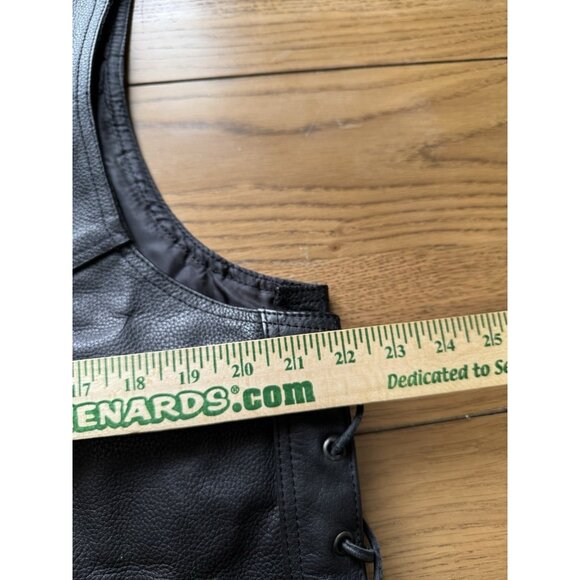 Highway 21 Leather Vest Mens Large Black Motorcycle Side Lace Streetwear Travel - Picture 5 of 13